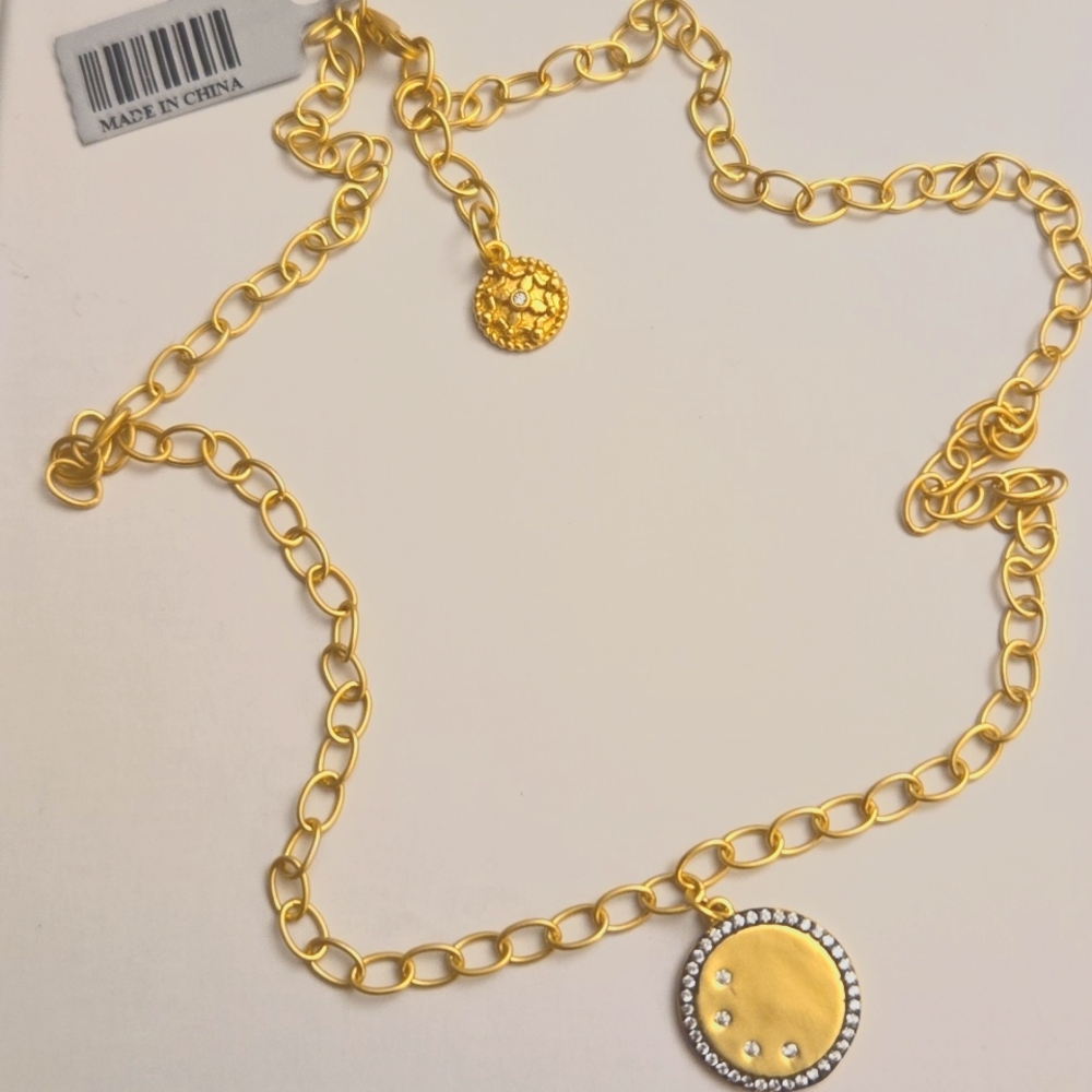 Freida Rothman Necklace with Oval Links and small  Circular Pendant